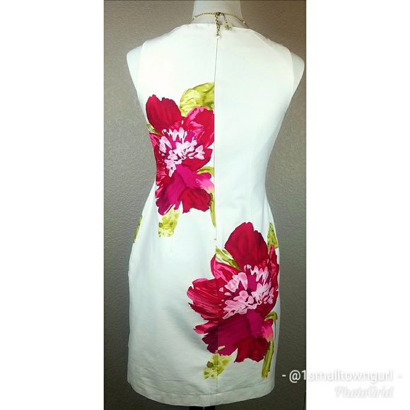 Studio One Sheath Dress White With Floral Design 6 - Picture 3 of 6